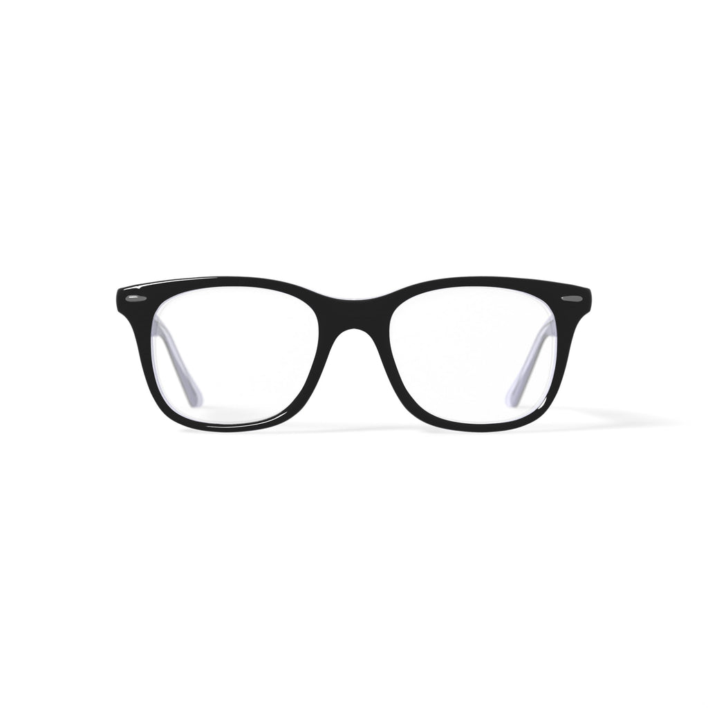 Women's FM13037 Square Prescription Eyeglasses with Case, Black/Crystal