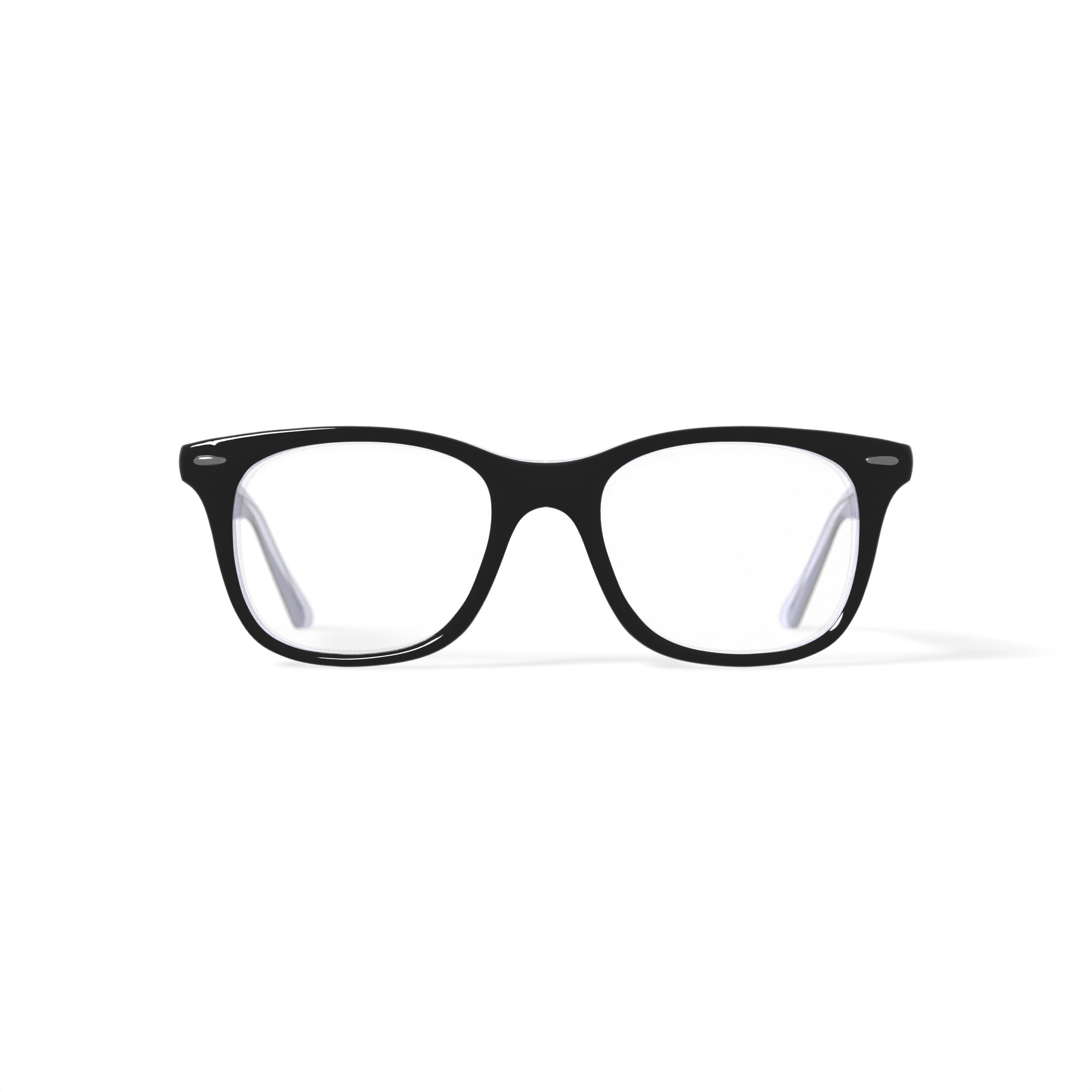 Women's FM13037 Square Prescription Eyeglasses with Case, Black/Crystal
