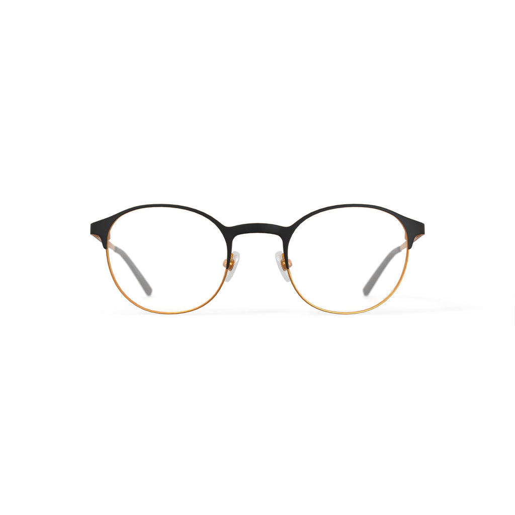 Women's BE257 Begonia Round Prescription Eyeglasses with Case, Black/Rose Gold
