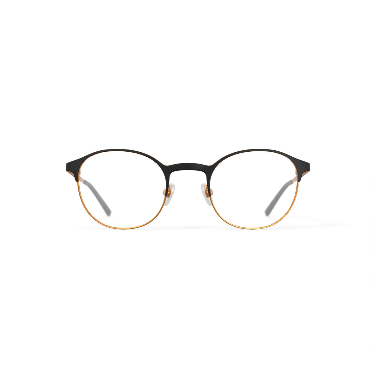 Women's BE257 Begonia Round Prescription Eyeglasses with Case, Black/Rose Gold