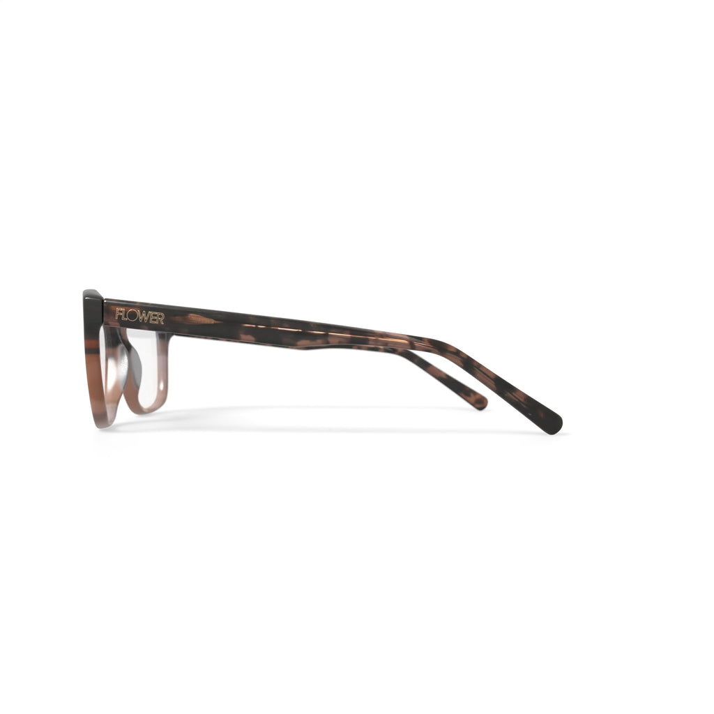 Flower Women's Square Eyeglasses, FLR6010, Lucy, Brown, 52-15-140, with Case