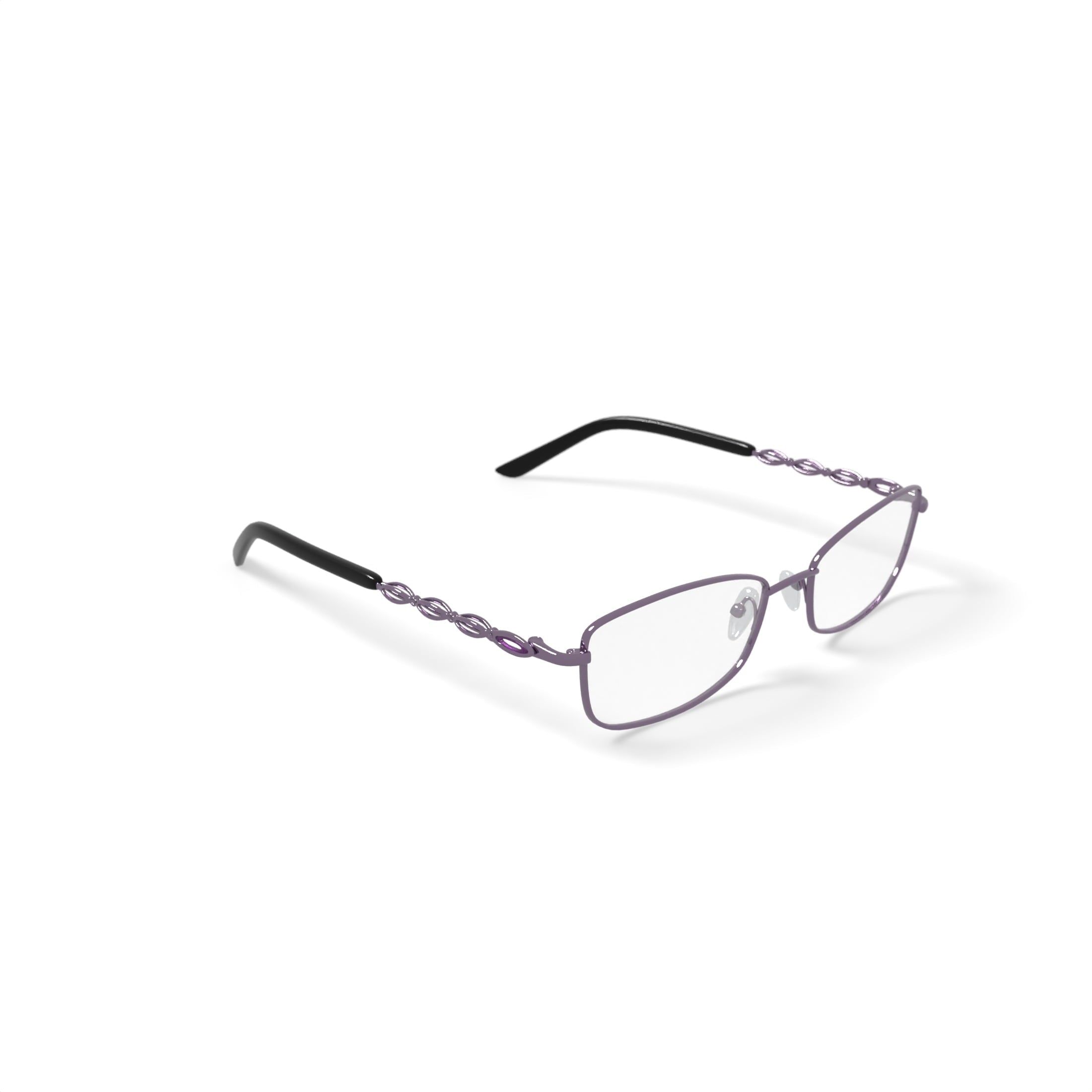 Women's 0413-09 Rectangular Prescription Eyeglasses with Case, Purple