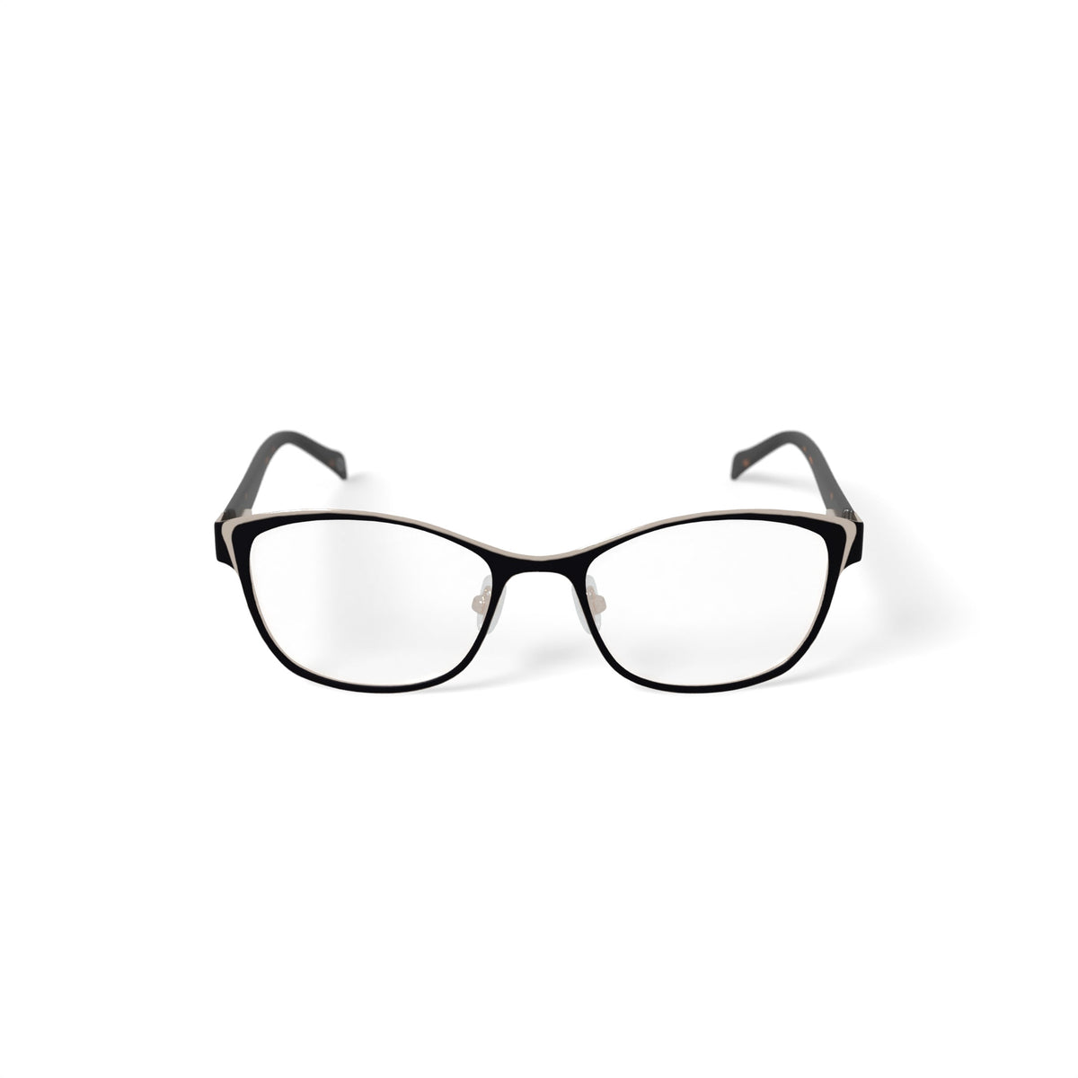 Women's Grace Square Prescription Eyeglasses with Case, Black/Gold