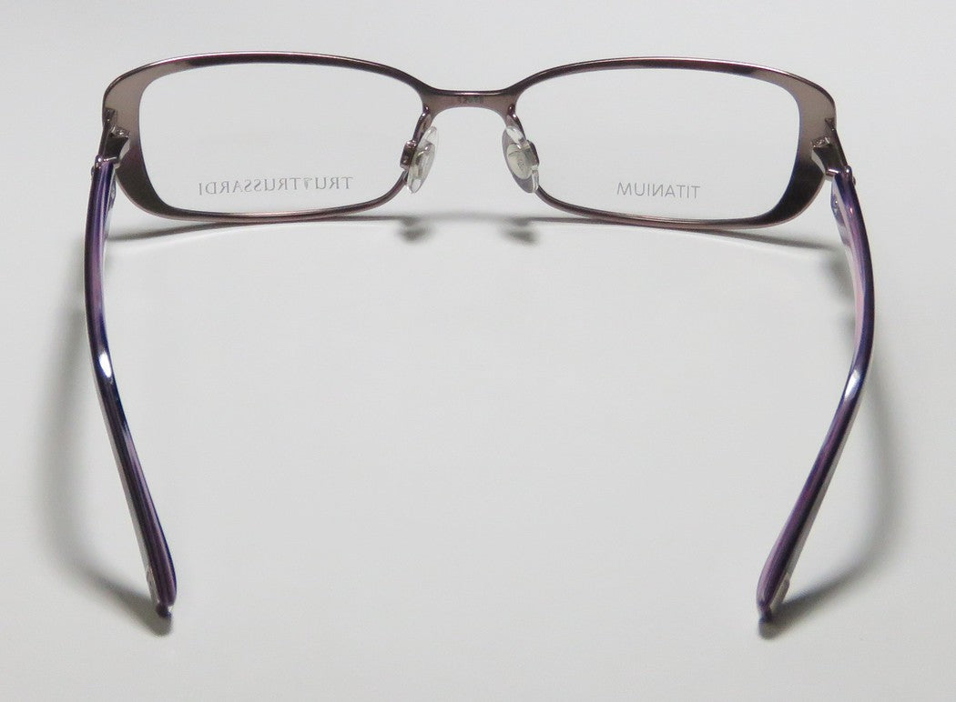 NEW TRUSSARDI 12507 WOMENS/LADIES DESIGNER FULL-RIM TITANIUM MAUVE / VIOLET TITANIUM OPTICAL FRAME DEMO LENSES 53-16-135 FLEXIBLE HINGES EYEGLASSES/EYE GLASSES