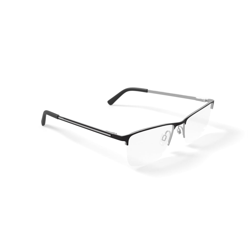 Men's MV012 Robb Rectangular Prescription Eyeglasses with Case, Silver