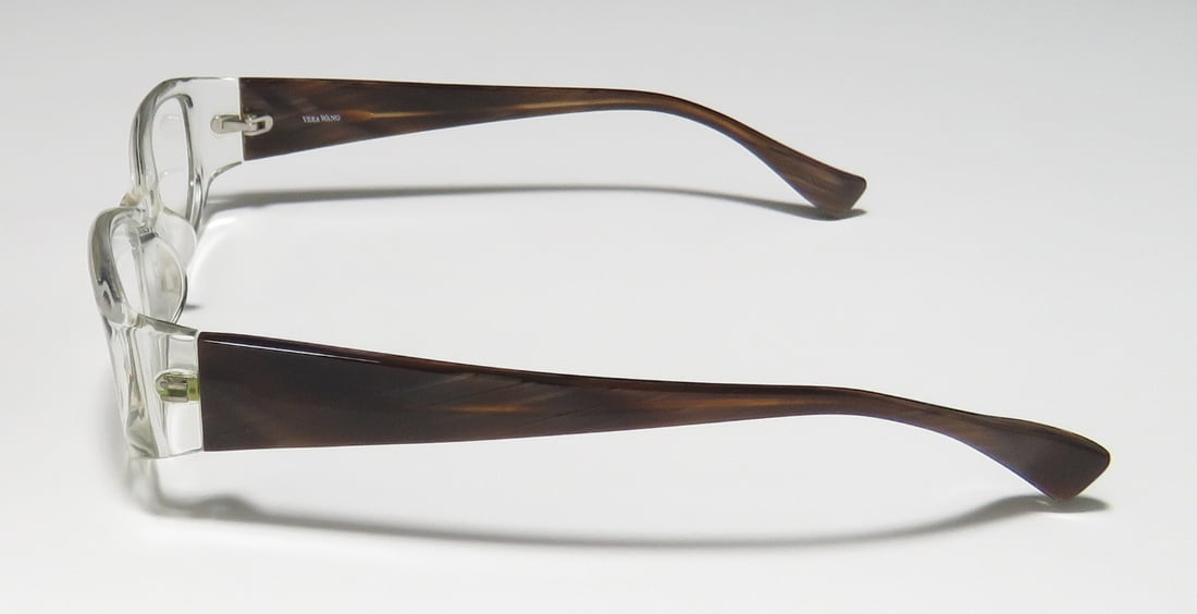 NEW VERA WANG V160 WOMENS/LADIES DESIGNER FULL-RIM CRYSTAL / BROWN GORGEOUS PLASTIC ARMS IN STYLE FRAME DEMO LENSES 50-17-130 EYEGLASSES/EYE GLASSES