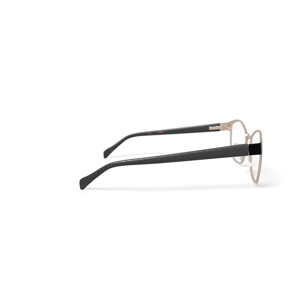 Women's Grace Square Prescription Eyeglasses with Case, Black/Gold