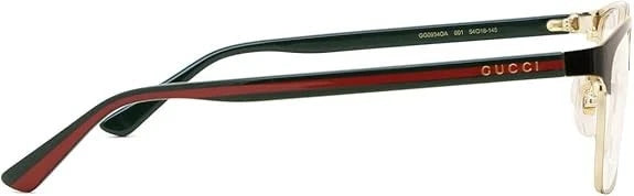 GUCCI GG0934OA 001 Black Gold Green Rectangle Men's 54 mm Eyeglasses New