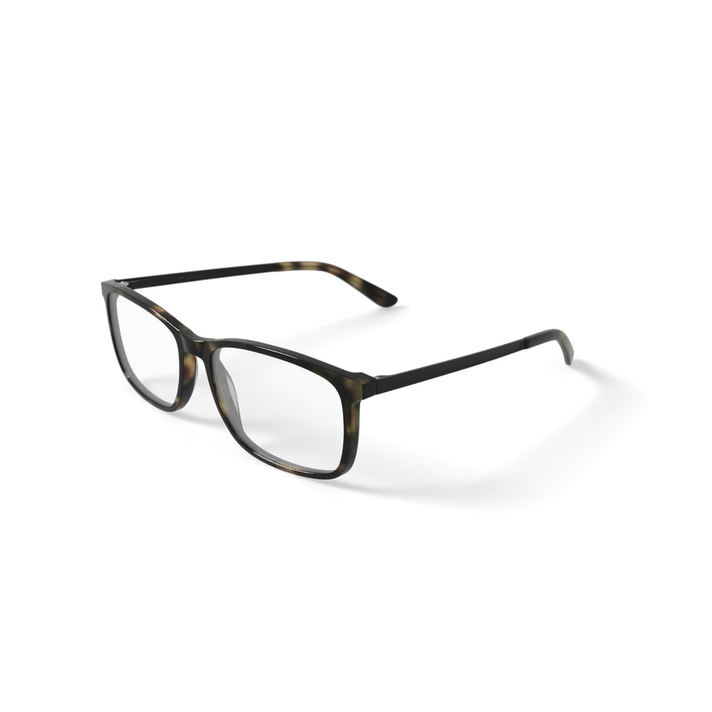 M America Men's Brighton Square Prescription Eyeglasses with Case, Brown Tortoise