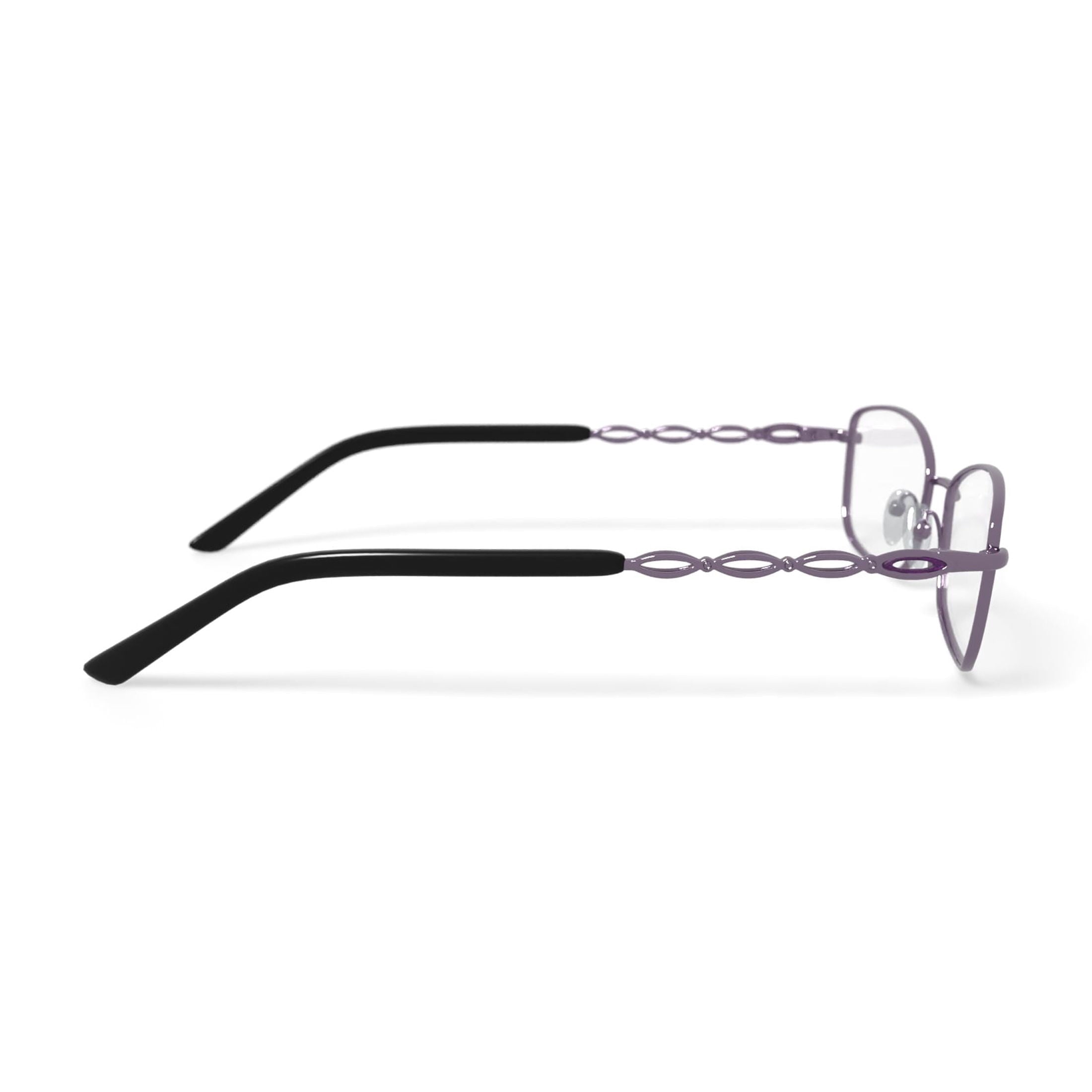 Women's 0413-09 Rectangular Prescription Eyeglasses with Case, Purple