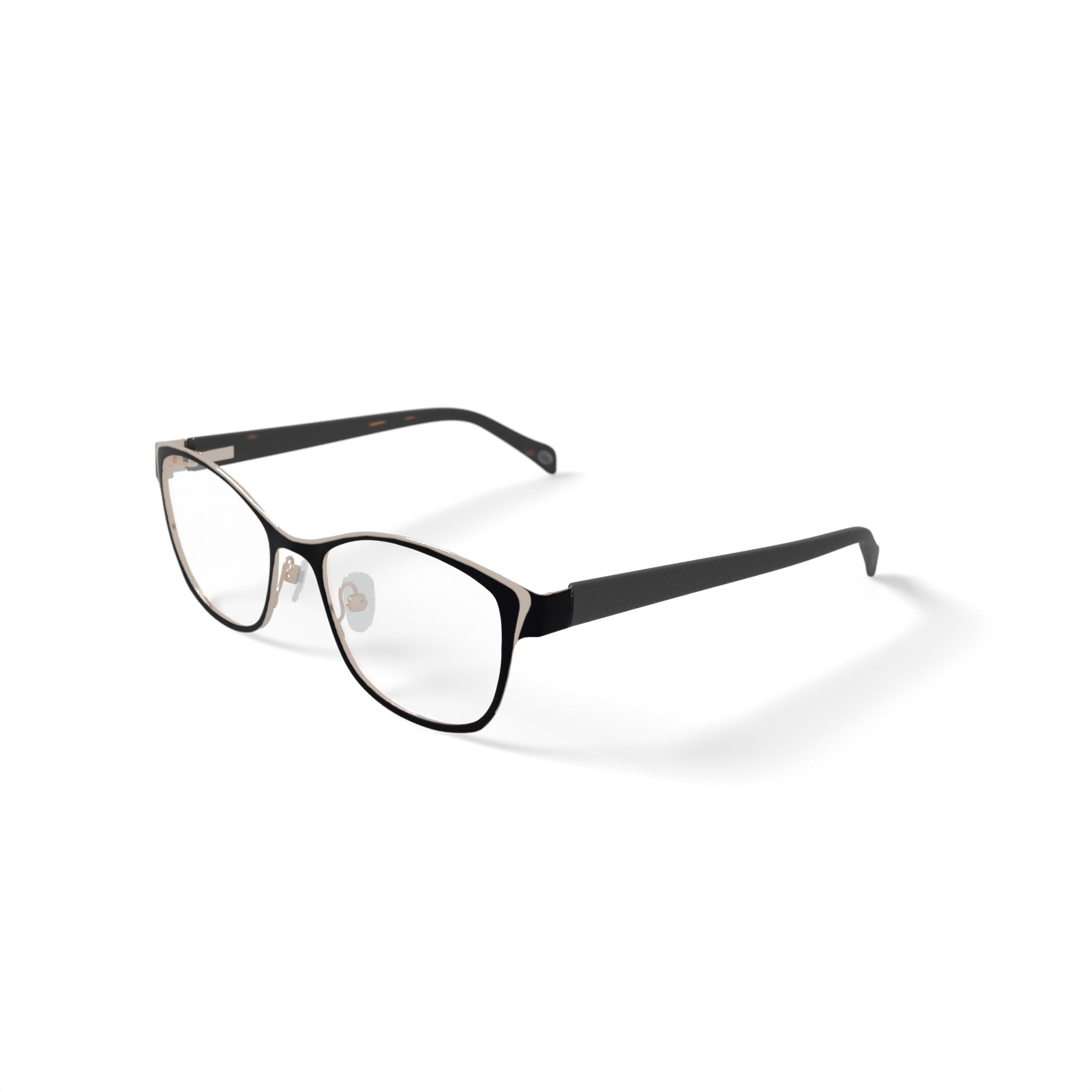 Women's Grace Square Prescription Eyeglasses with Case, Black/Gold