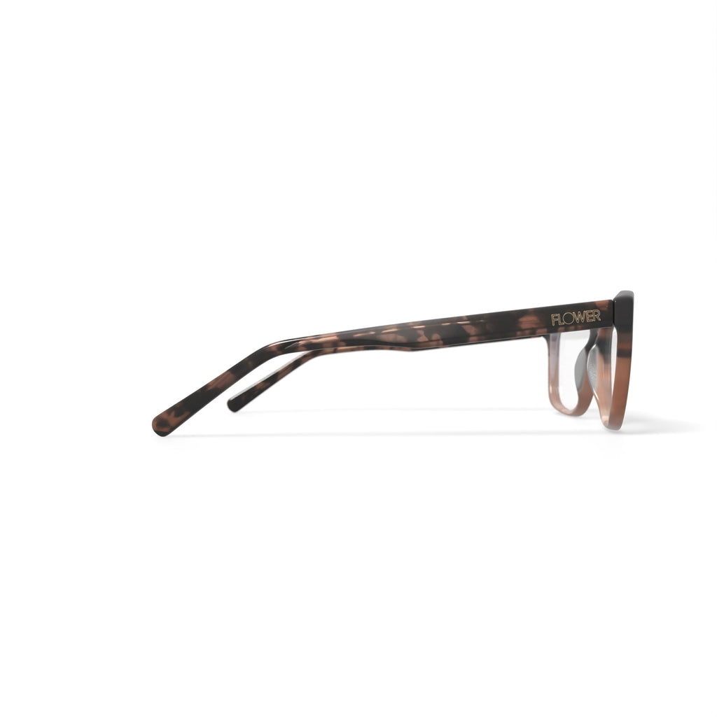 Flower Women's Square Eyeglasses, FLR6010, Lucy, Brown, 52-15-140, with Case