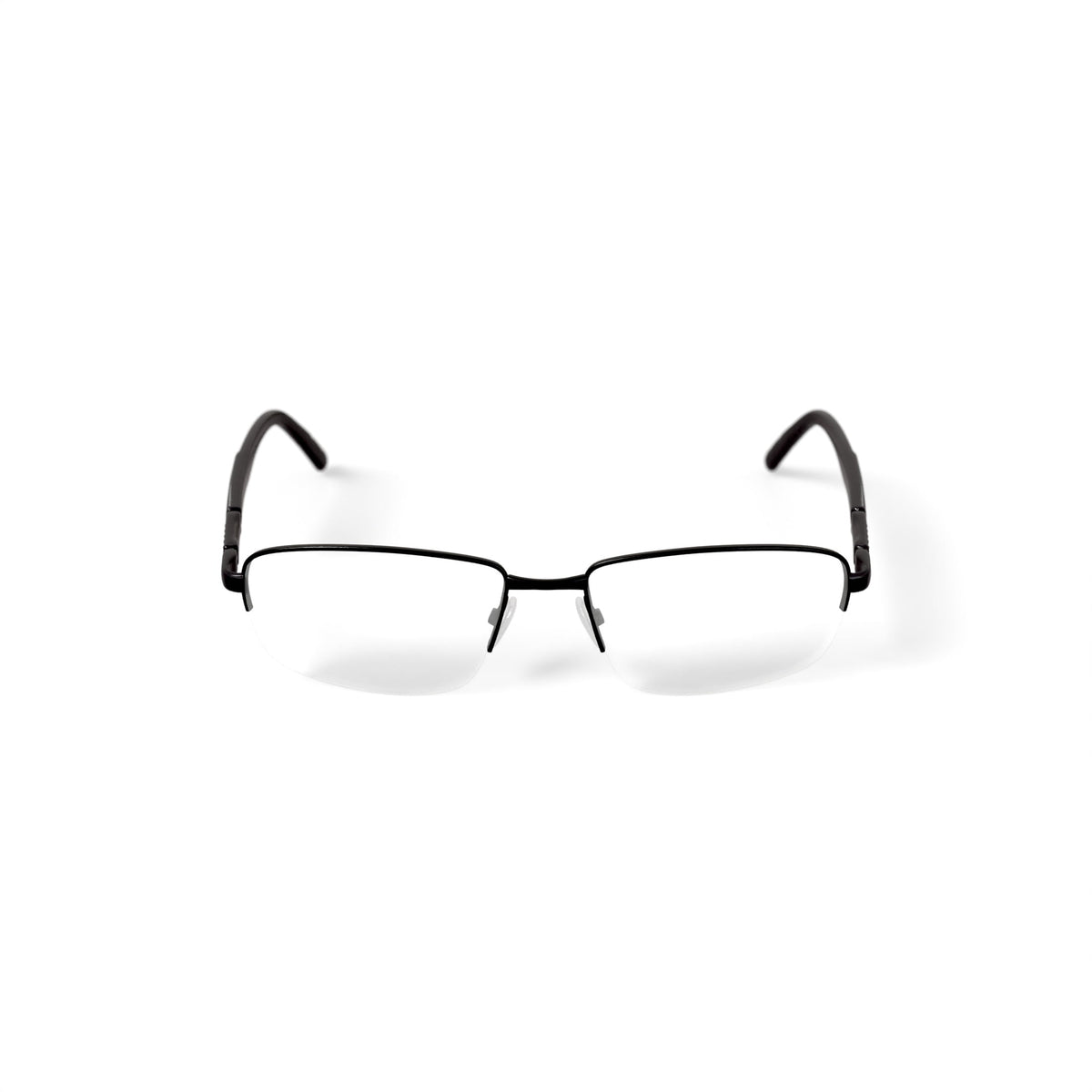 Men's Soldier Rectangular Prescription Eyeglasses with Case, Black
