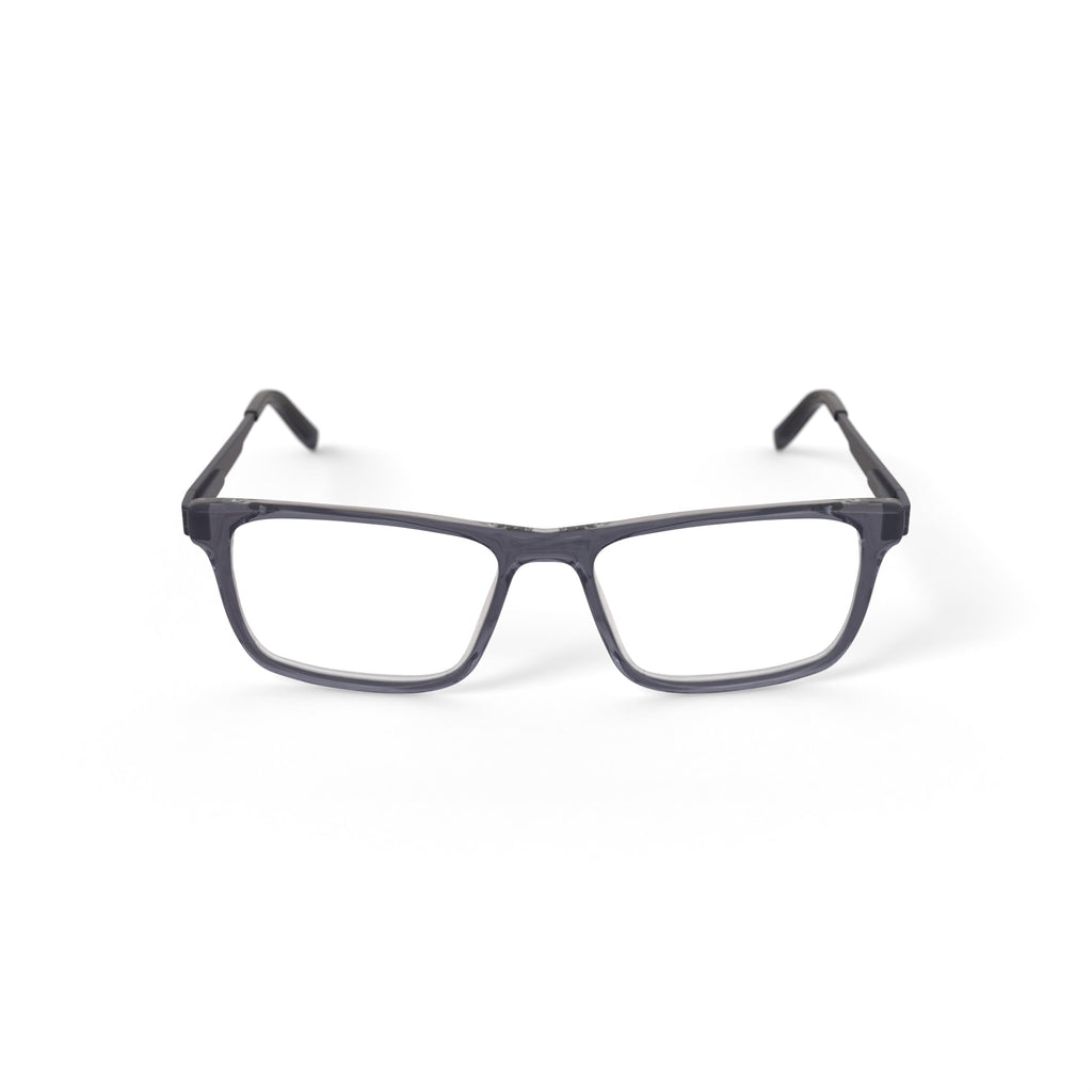 Men's HV720 Rectangular Prescription Eyeglasses with Case, Grey Crystal