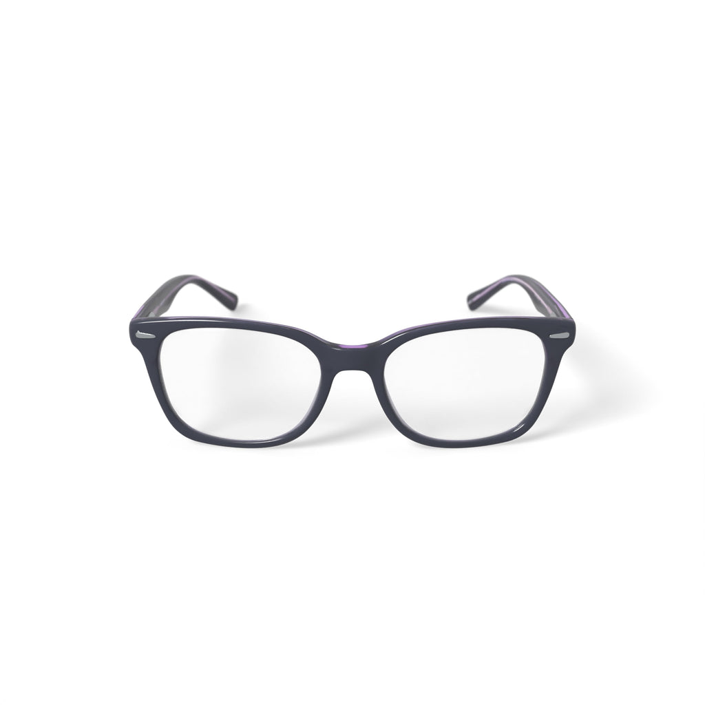 Womens FM13038 Square Prescription Eyeglasses with Case, Black/Purple
