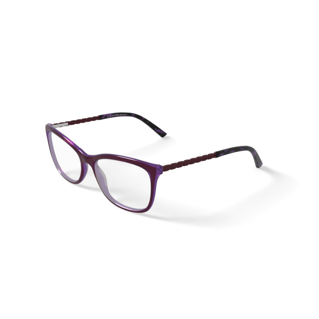 Women's HC268 Square Prescription Eyeglasses with Case, Dark Purple