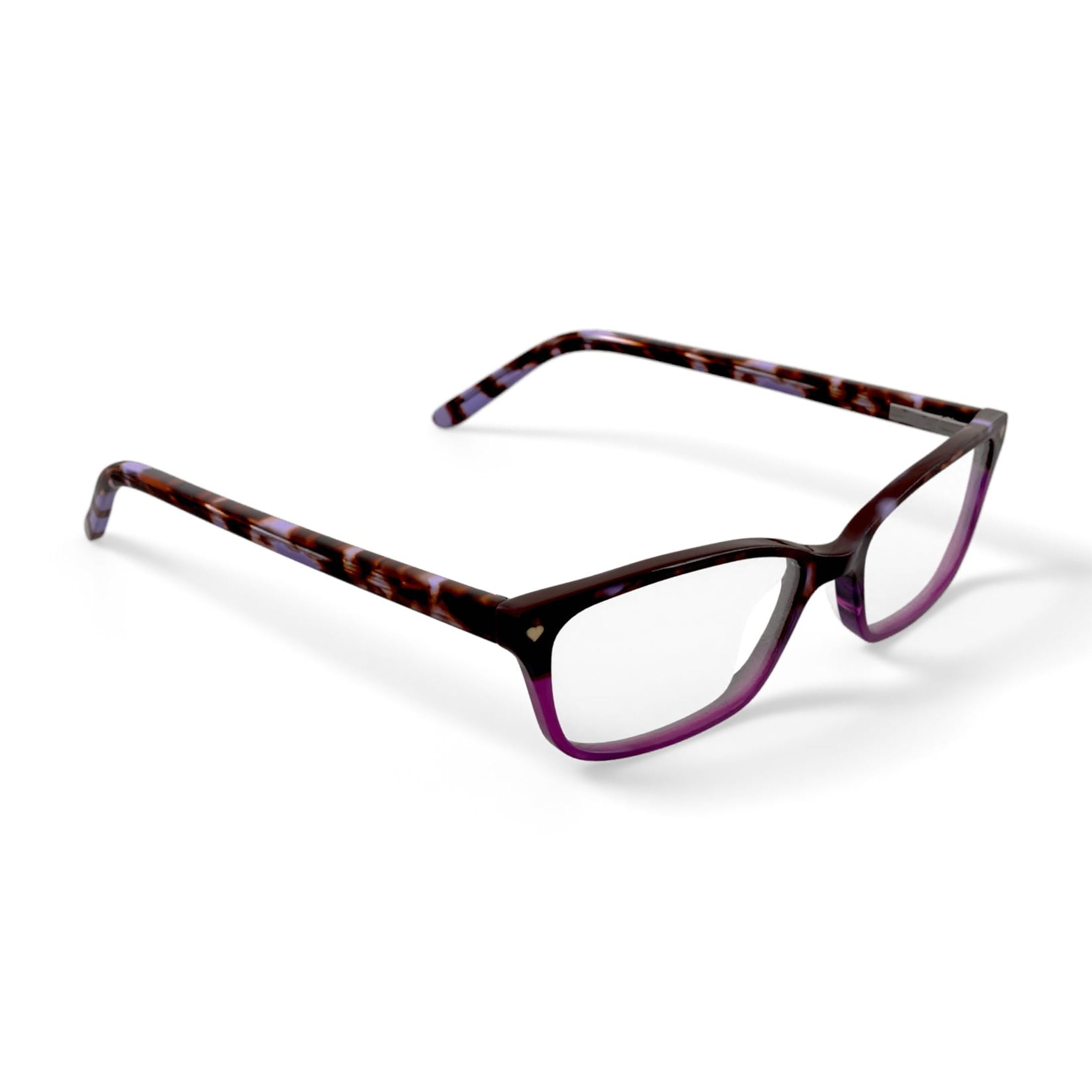 Women's HC07 Rectangular Prescription Eyeglasses with Case, Purple Tortoise