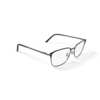 Men's MOP44 Square Prescription Eyeglasses with Case, Black/Silver
