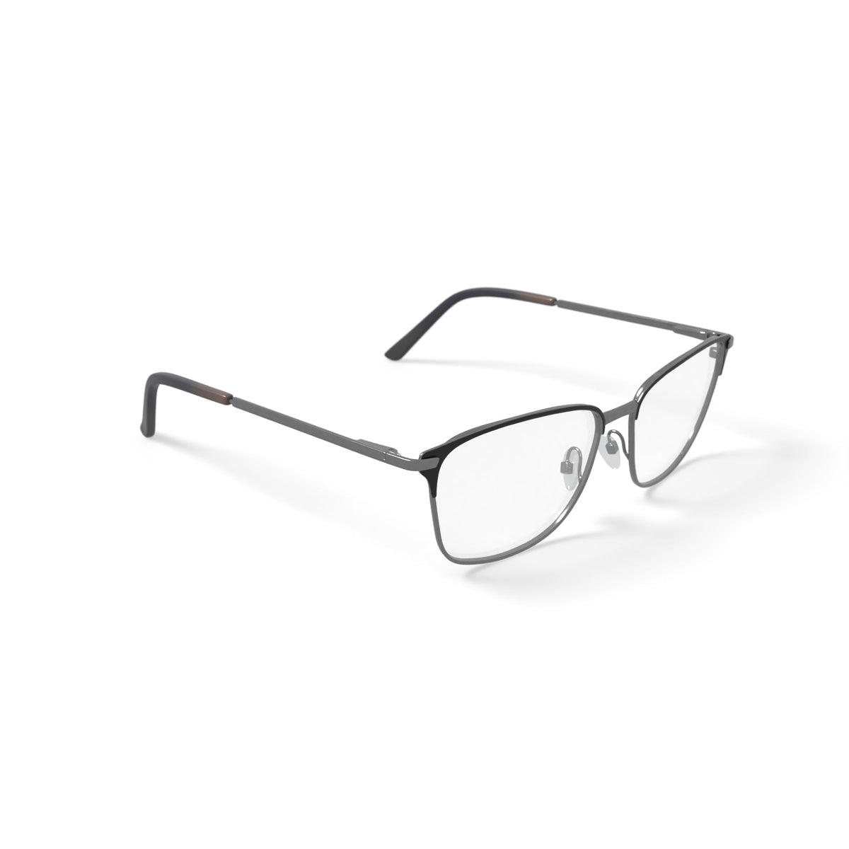 Men's MOP44 Square Prescription Eyeglasses with Case, Black/Silver