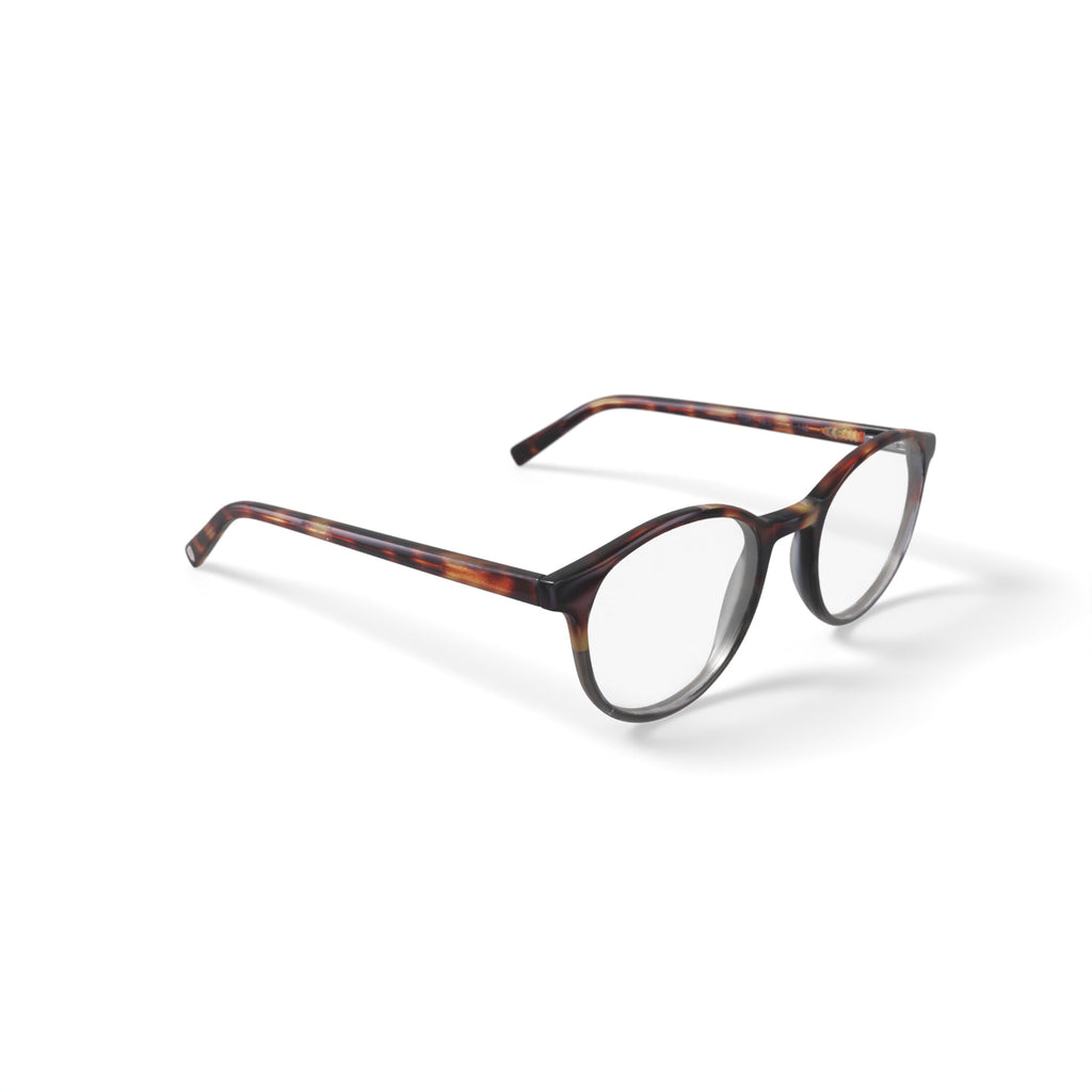 Men's HV724 Round Prescription Eyeglasses with Case, Green Tortoise