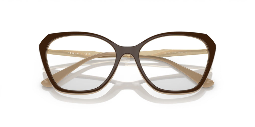 Vogue Women's VO5522 54mm Propionate Eyeglasses, Brown/Nude, with Case & Cleaning Cloth