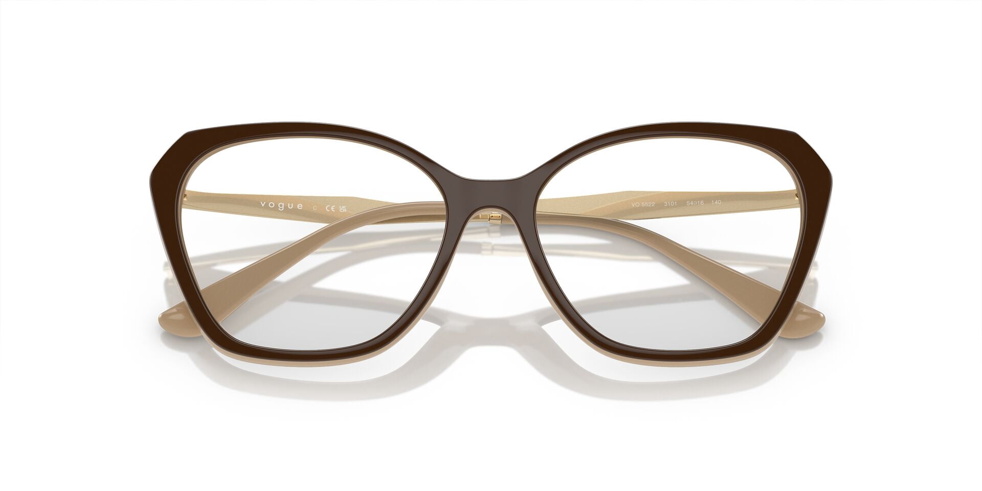 Vogue Women's VO5522 54mm Propionate Eyeglasses, Brown/Nude, with Case & Cleaning Cloth