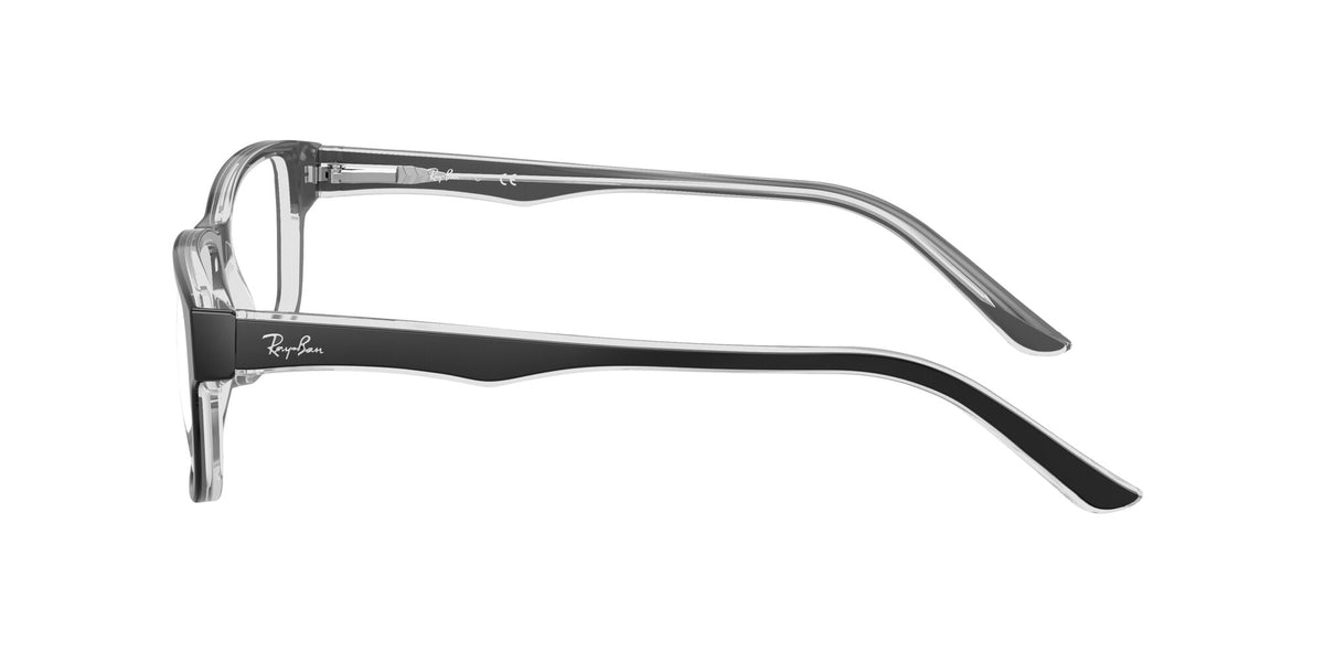  Unisex Size 54 Square RB5245 Optics Prescription Eyeglasses with Case, Black On Transparent