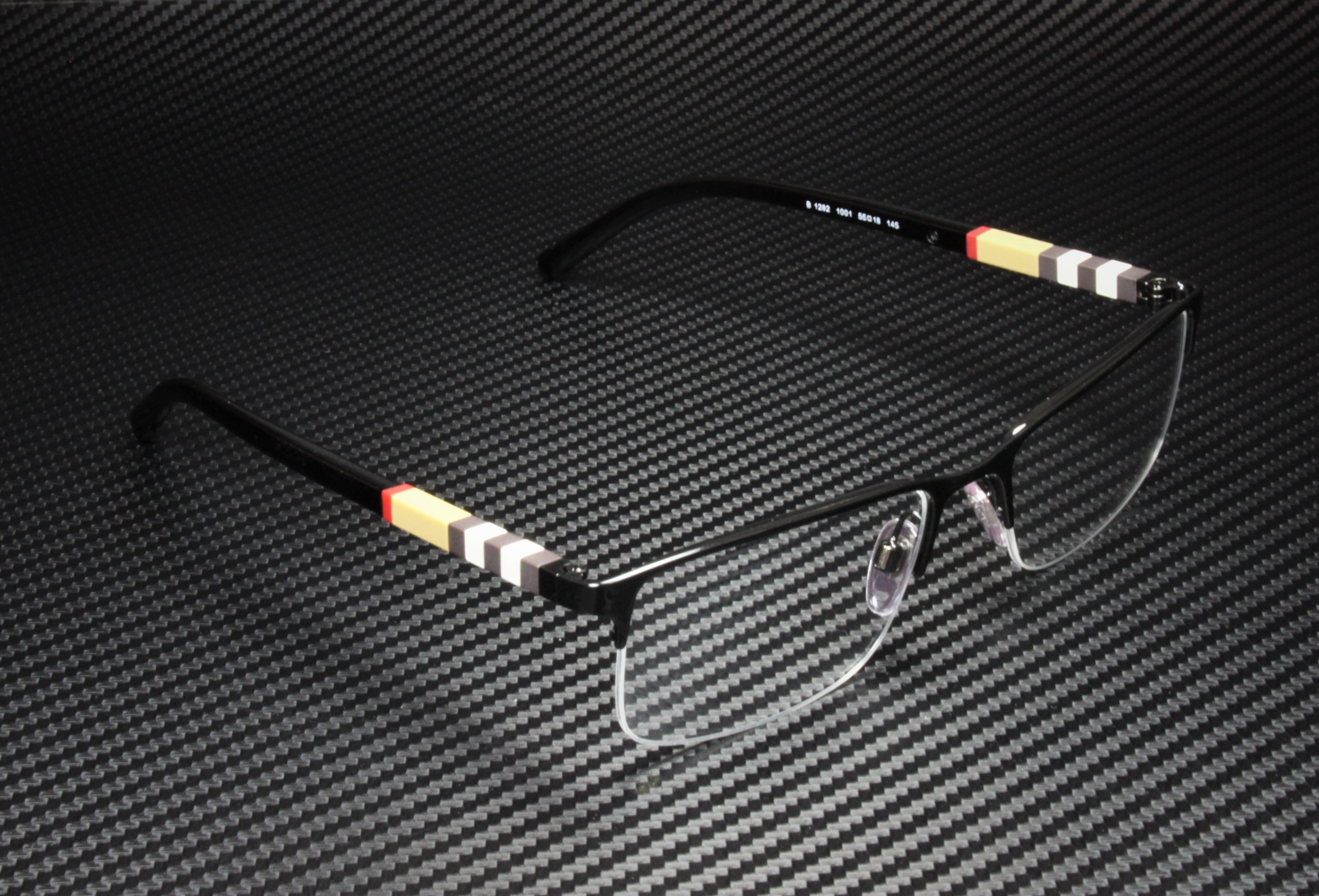 Burberry BE1282 l Unisex Semi-Rimless Eyeglasses Black Palladium 55mm Adult