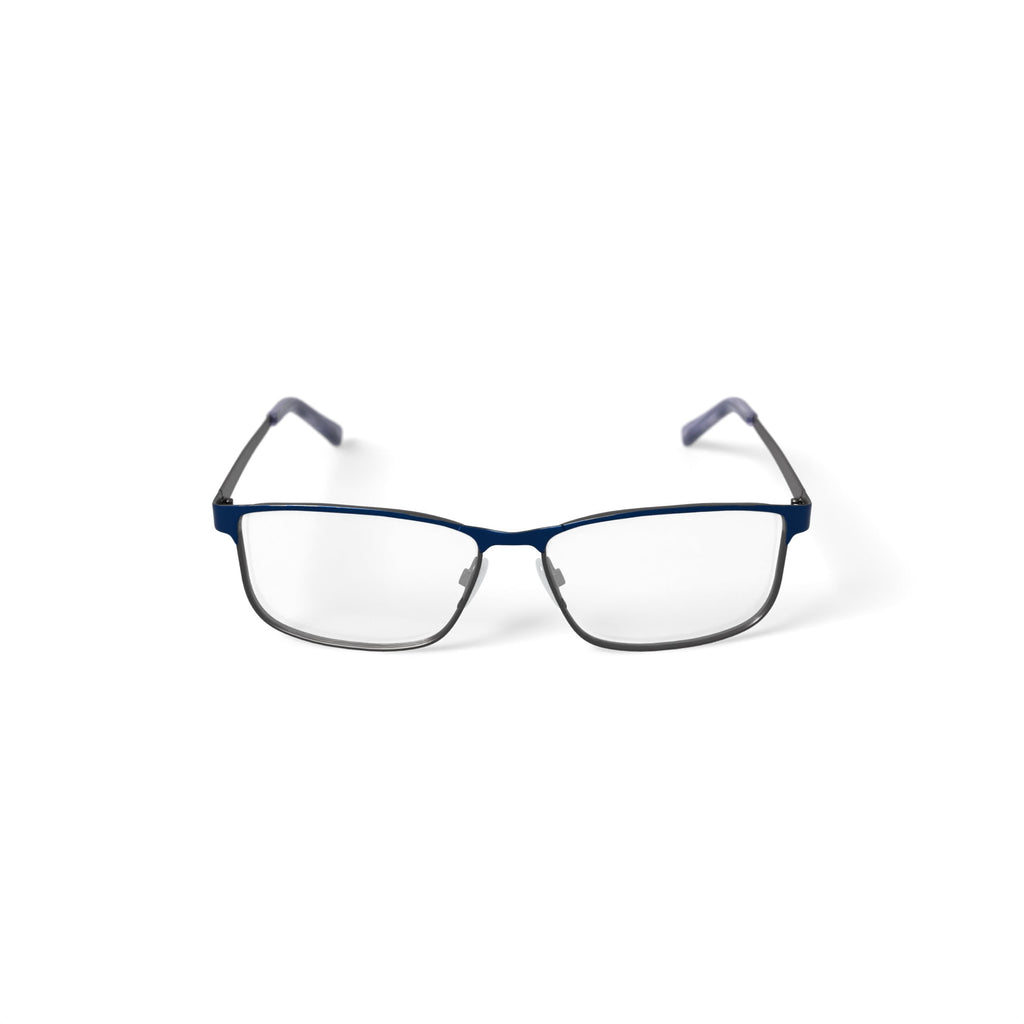 TiFlex Men's T1708 Rectangular Rectangular Prescription Eyeglasses with Case, Navy/Gunmetal