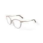 Womens H05Z Round Prescription Eyeglasses with Case, Champagne