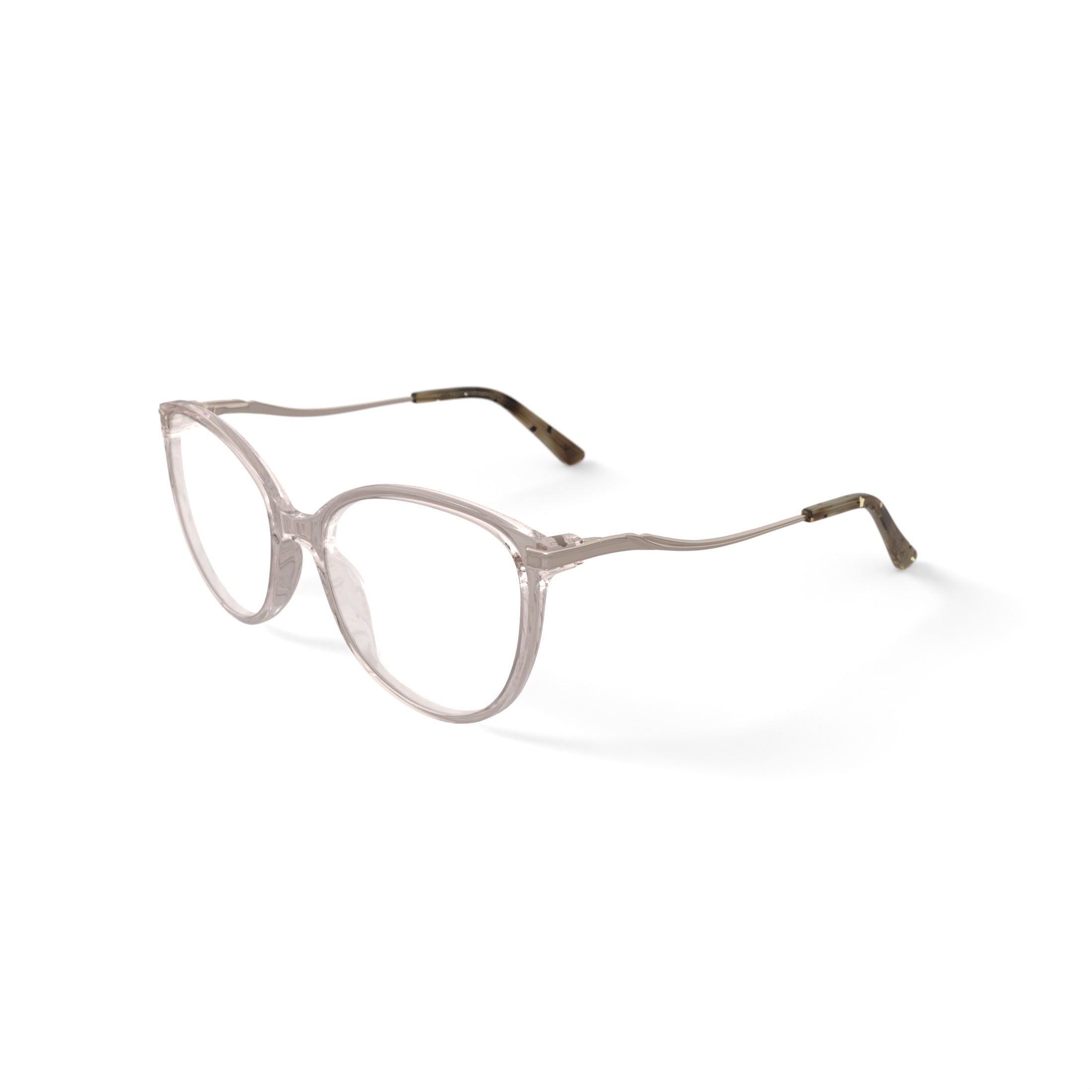 Womens H05Z Round Prescription Eyeglasses with Case, Champagne