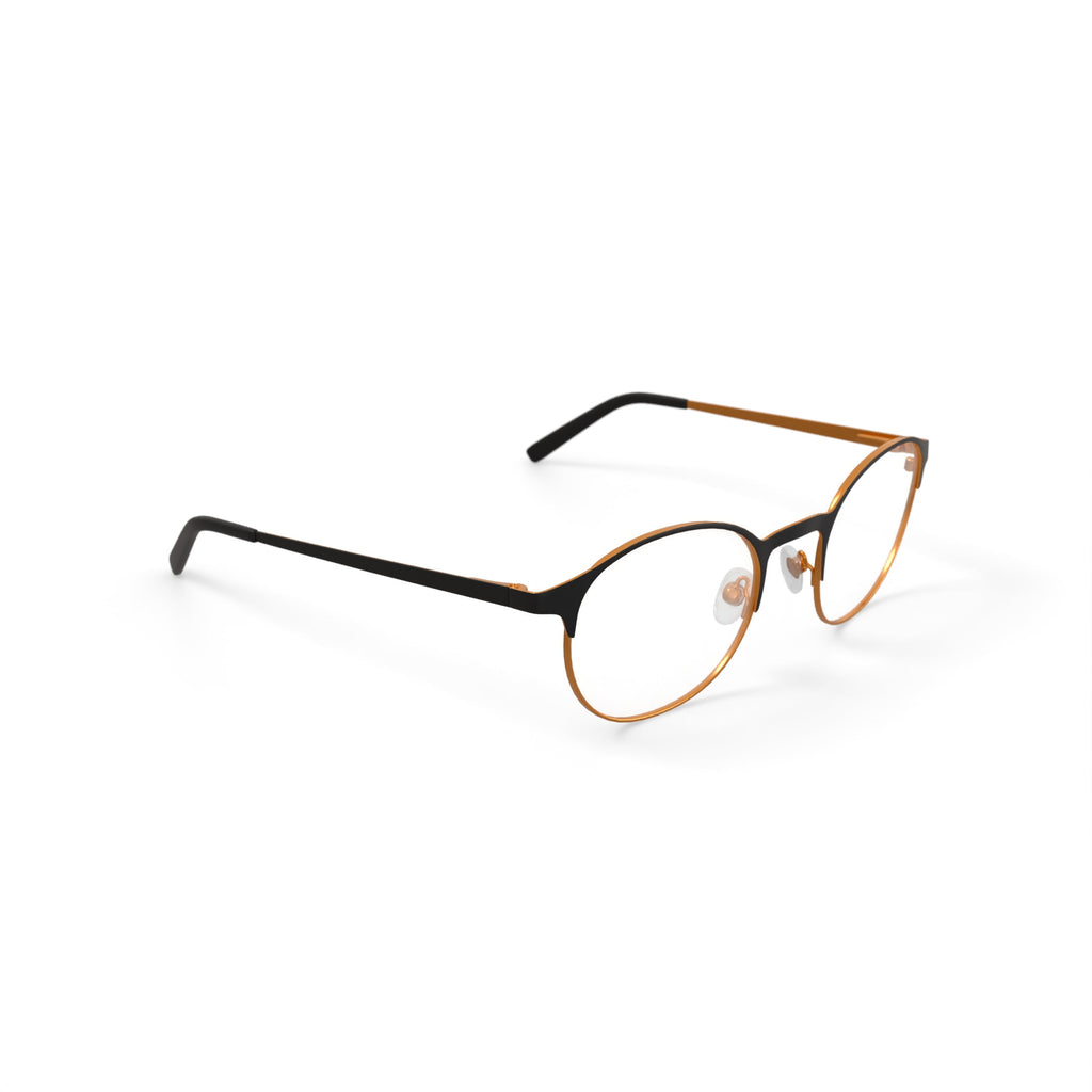 Women's BE257 Begonia Round Prescription Eyeglasses with Case, Black/Rose Gold