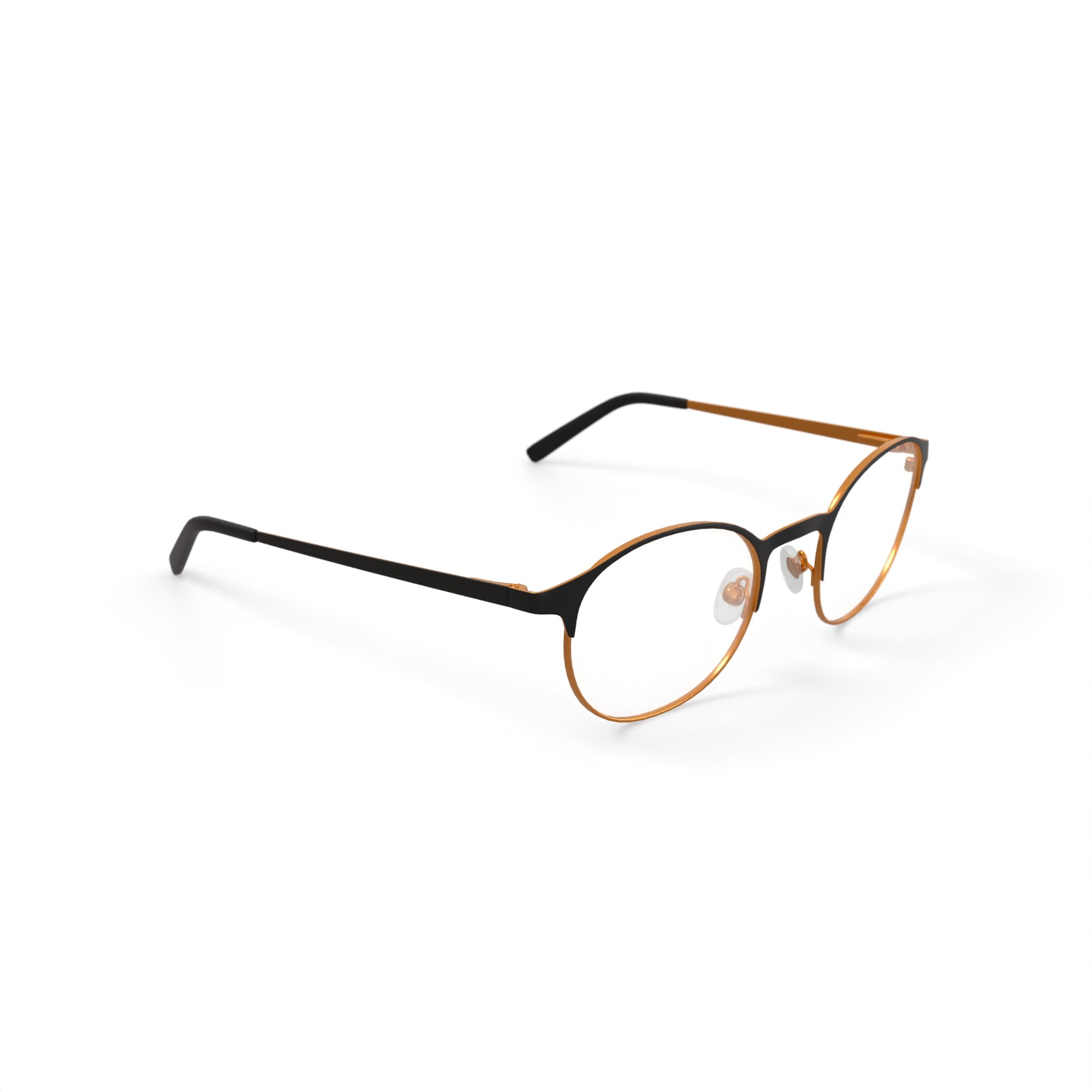 Women's BE257 Begonia Round Prescription Eyeglasses with Case, Black/Rose Gold
