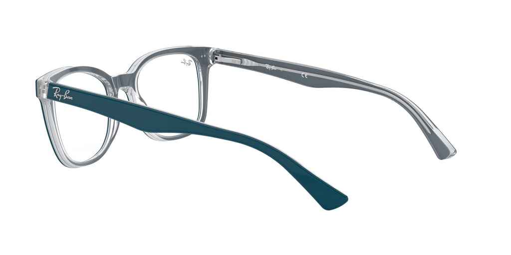  Women's Size 53 Phantos Butterfly RB5285 Optics Prescription Eyeglasses with Case, Turquoise On Transparent/Demo Lens