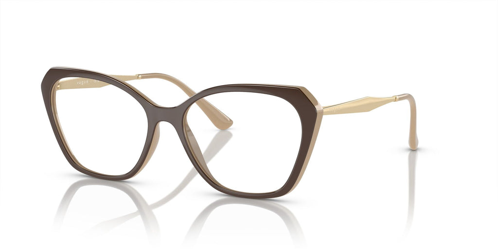 Vogue Women's VO5522 54mm Propionate Eyeglasses, Brown/Nude, with Case & Cleaning Cloth