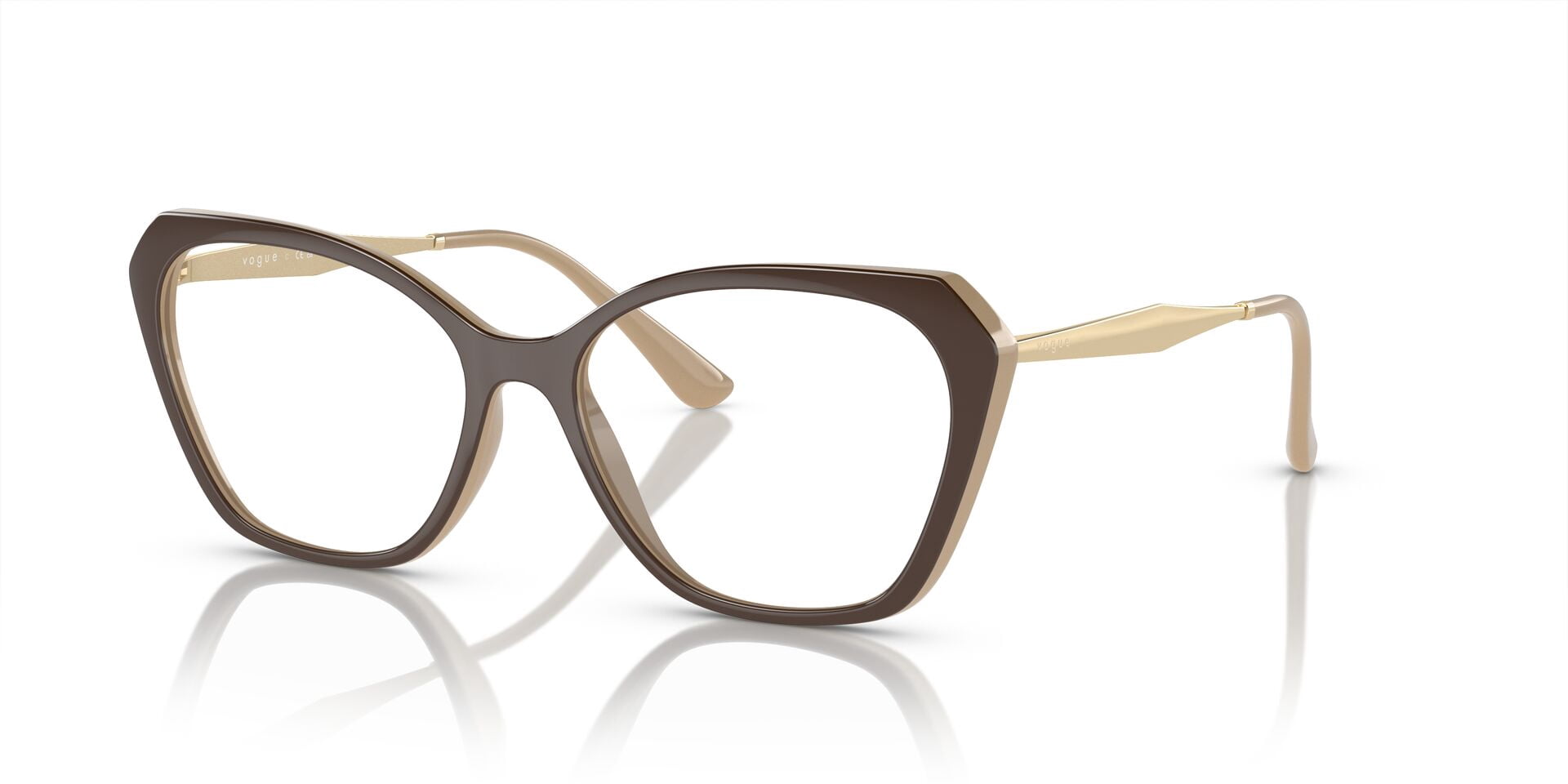 Vogue Women's VO5522 54mm Propionate Eyeglasses, Brown/Nude, with Case & Cleaning Cloth