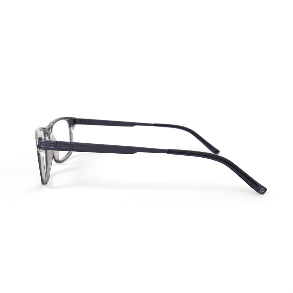 Men's HV720 Rectangular Prescription Eyeglasses with Case, Grey Crystal