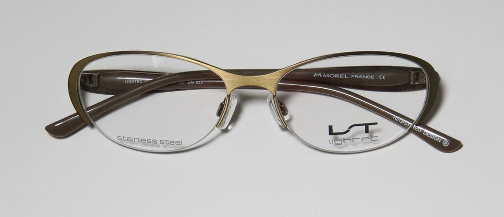 NEW LIGHTEC 7037L WOMENS/LADIES DESIGNER HALF-RIM ANTIQUE GOLD / BROWN FRAME DEMO LENSES 51-16-135 FLEXIBLE HINGES EYEGLASSES/GLASSES