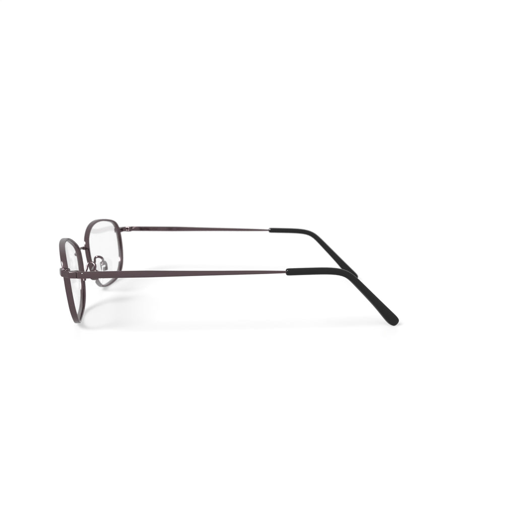 Mens T1500 Oval Oval Prescription Eyeglasses with Case, Dark Pewter