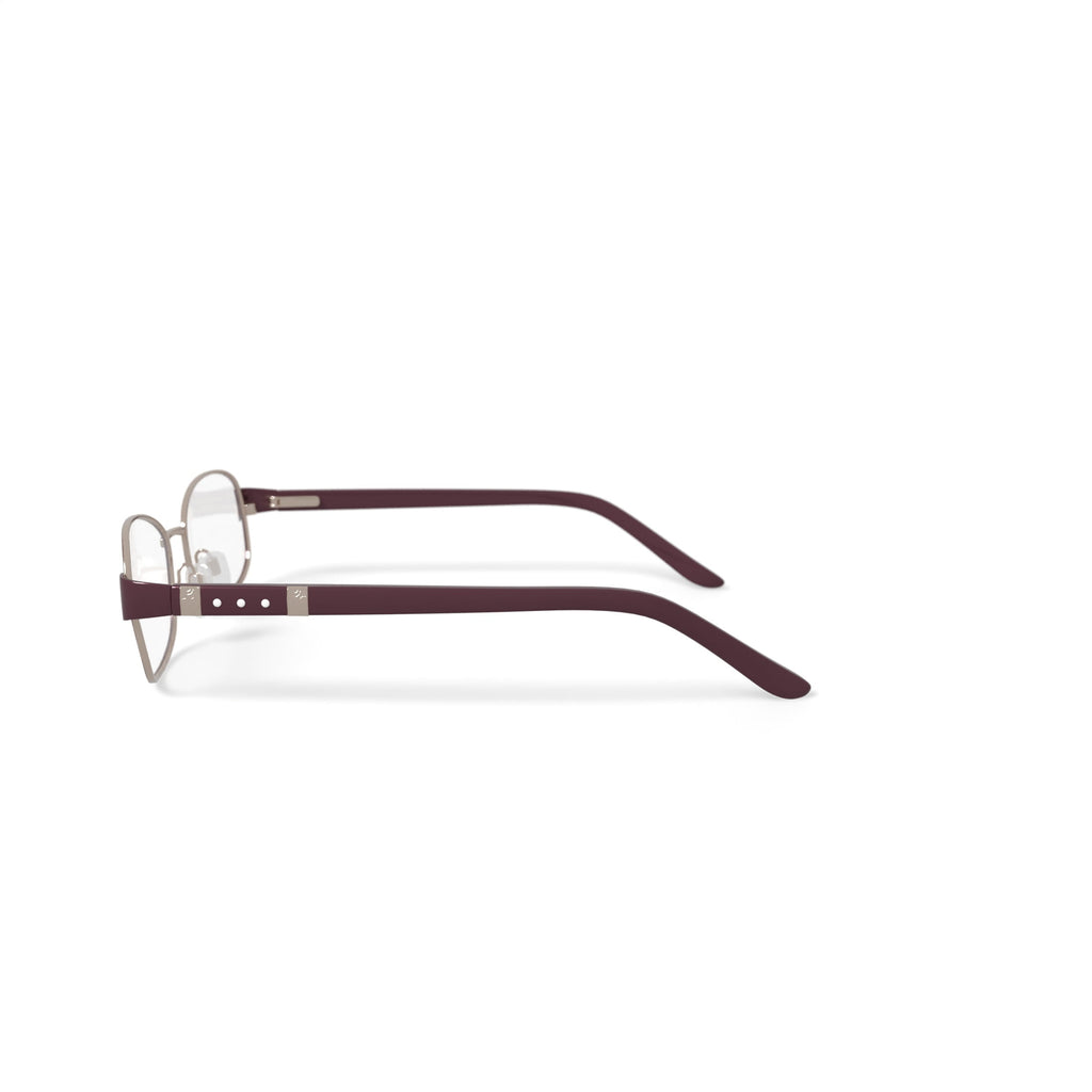 Women's M251 Rectangular Prescription Eyeglasses with Case, Burgundy