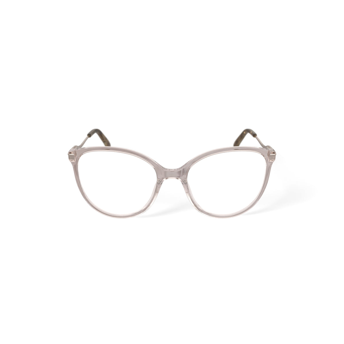 Womens H05Z Round Prescription Eyeglasses with Case, Champagne