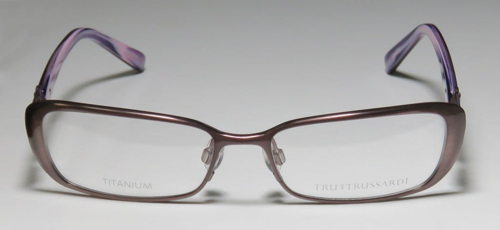 NEW TRUSSARDI 12507 WOMENS/LADIES DESIGNER FULL-RIM TITANIUM MAUVE / VIOLET TITANIUM OPTICAL FRAME DEMO LENSES 53-16-135 FLEXIBLE HINGES EYEGLASSES/EYE GLASSES