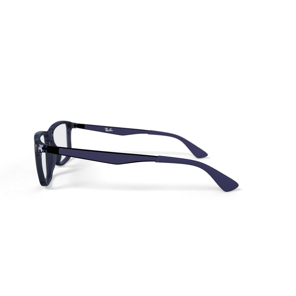  Unisex Size 55 Rectangular Prescription Eyeglasses with Case, Transparent Grey/Demo Lens