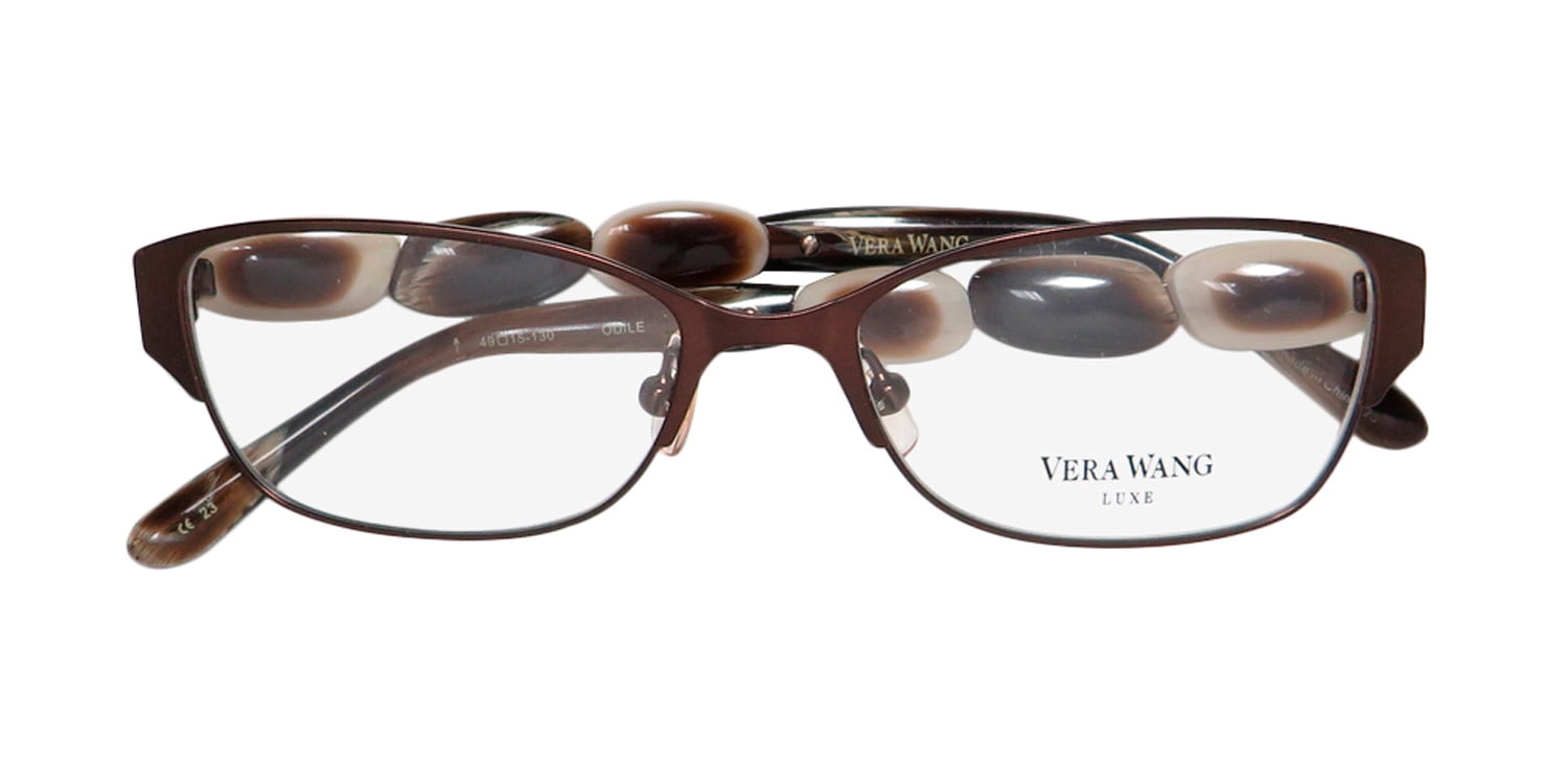 NEW VERA WANG LUXE ODILE WOMENS/LADIES DESIGNER FULL-RIM BROWN FRAME DEMO LENSES 49-15-130 EYEGLASSES/GLASSES