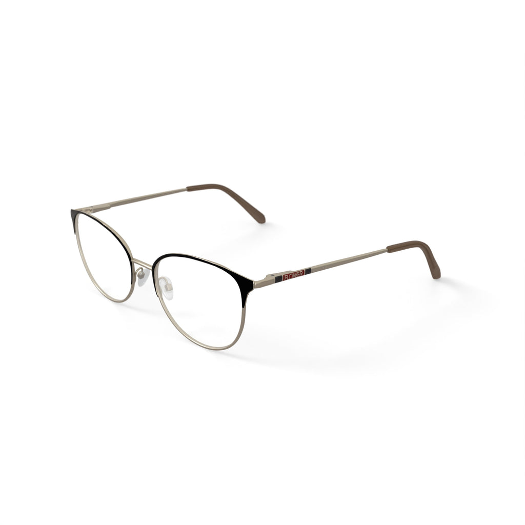 Flower Women's FLR6050 Prescription Eyeglasses with Case, Black/Gold