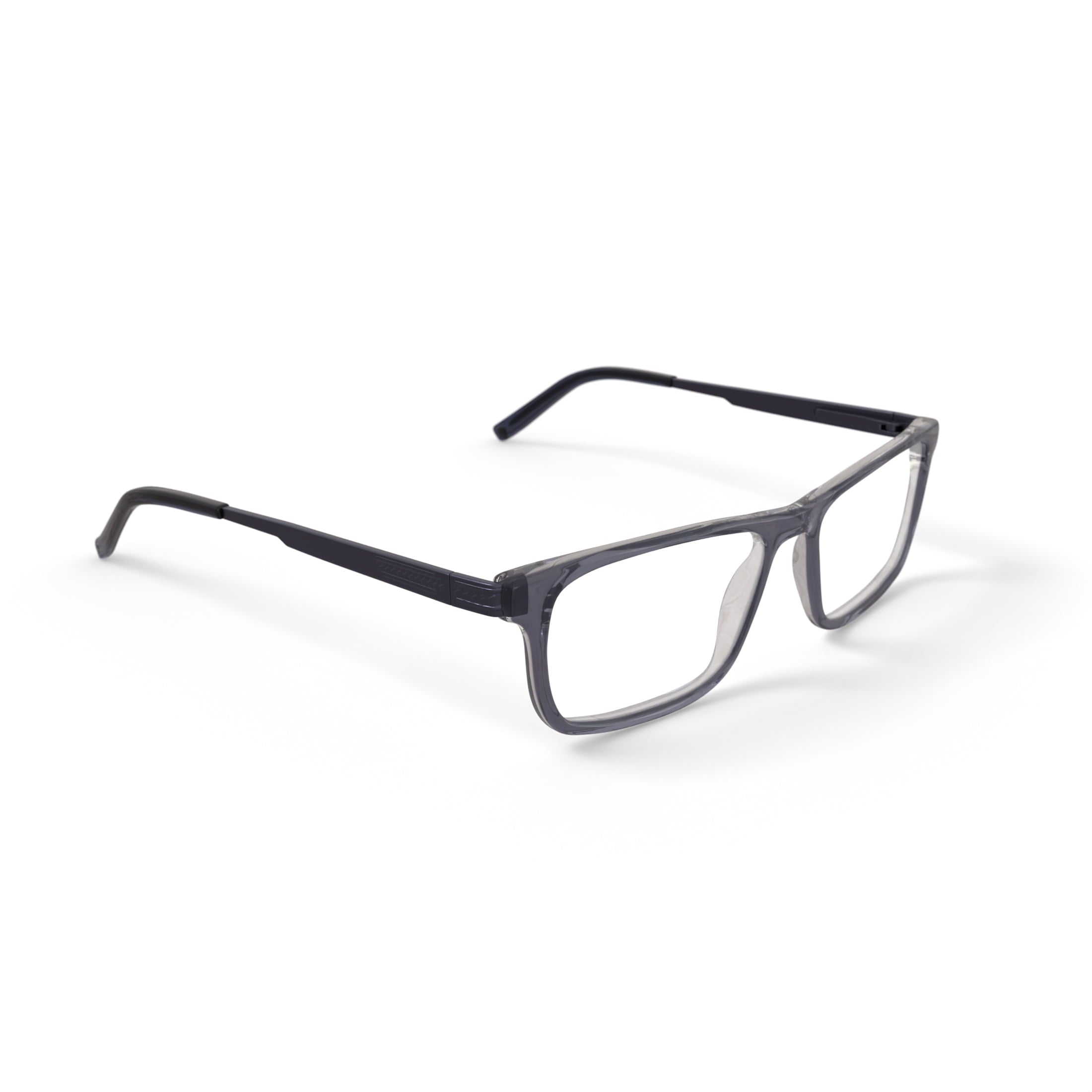 Men's HV720 Rectangular Prescription Eyeglasses with Case, Grey Crystal