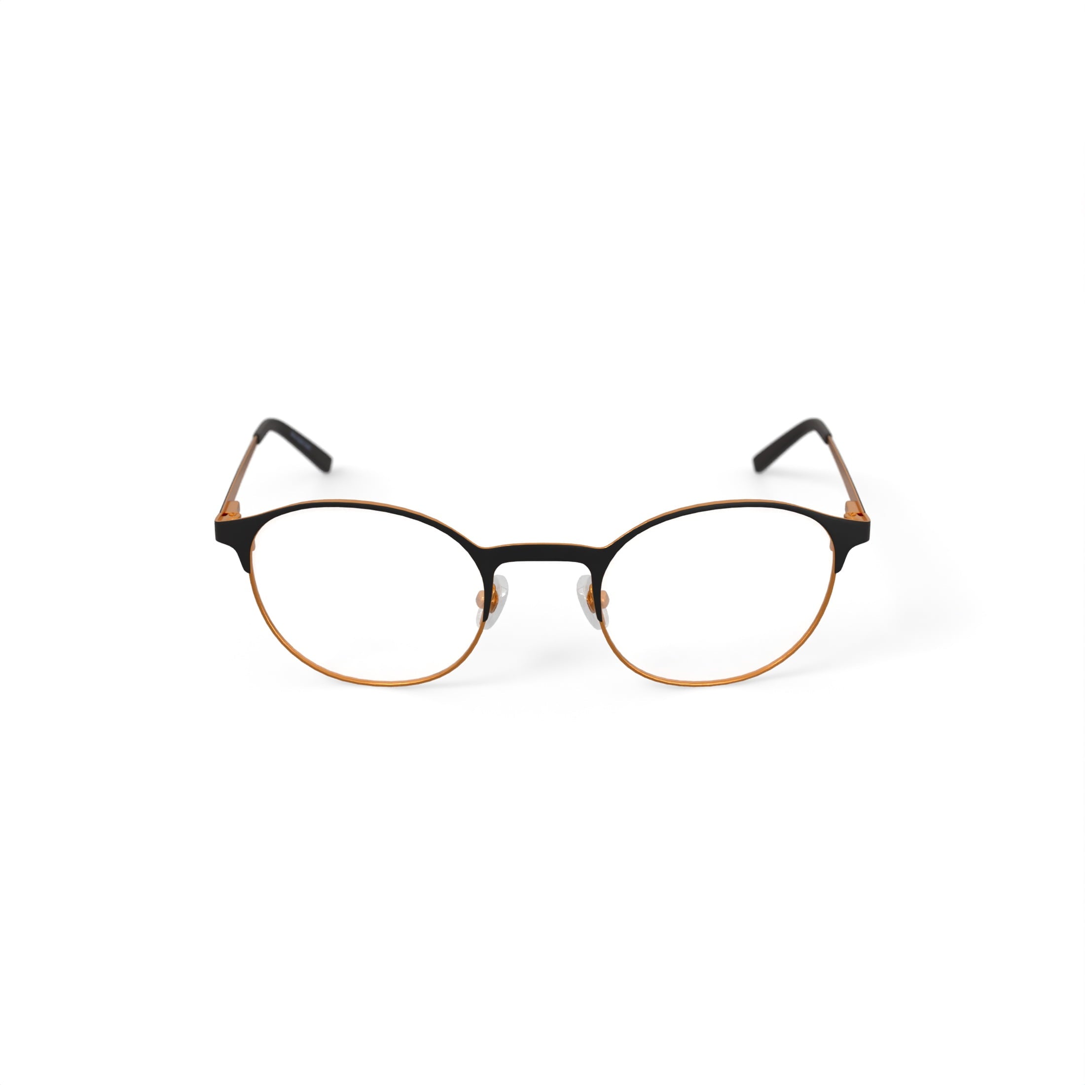 Women's BE257 Begonia Round Prescription Eyeglasses with Case, Black/Rose Gold