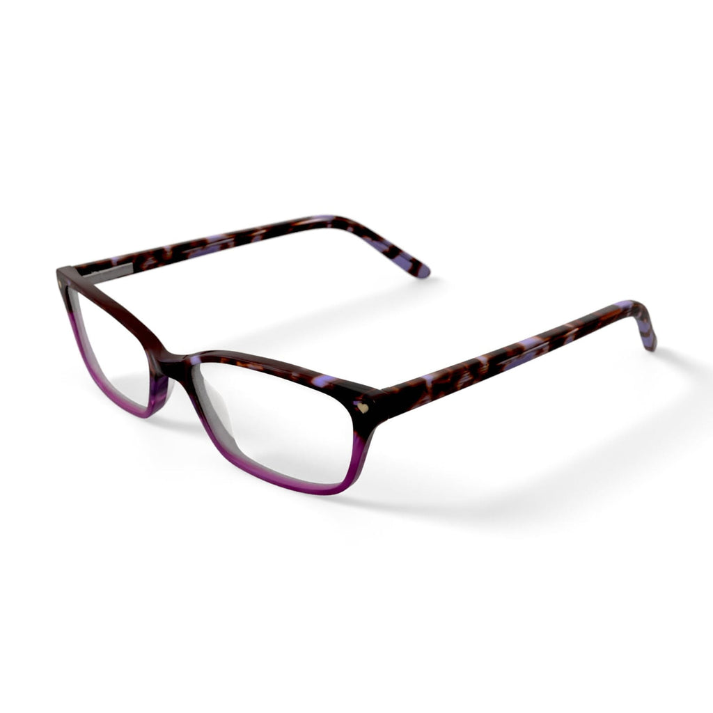 Women's HC07 Rectangular Prescription Eyeglasses with Case, Purple Tortoise