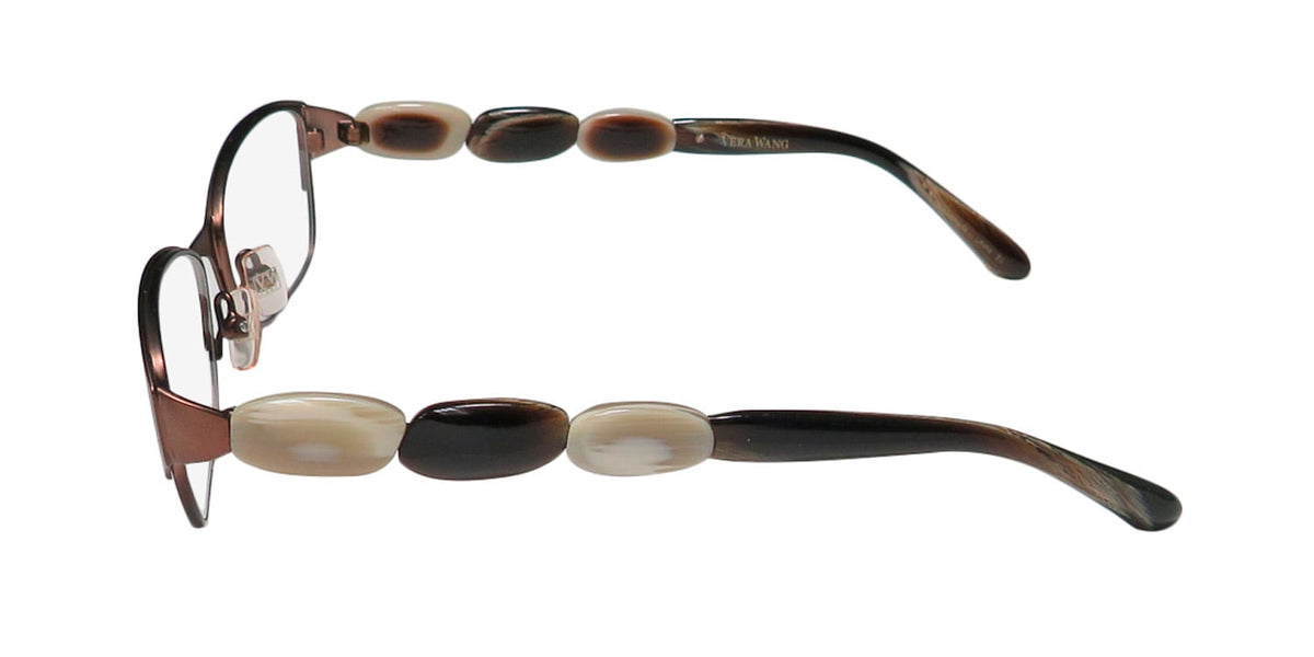 NEW VERA WANG LUXE ODILE WOMENS/LADIES DESIGNER FULL-RIM BROWN FRAME DEMO LENSES 49-15-130 EYEGLASSES/GLASSES