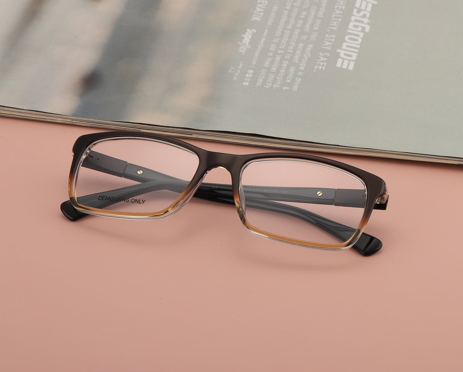 Men's SCA86AS Rectangular Prescription Eyeglasses with Case, Brown